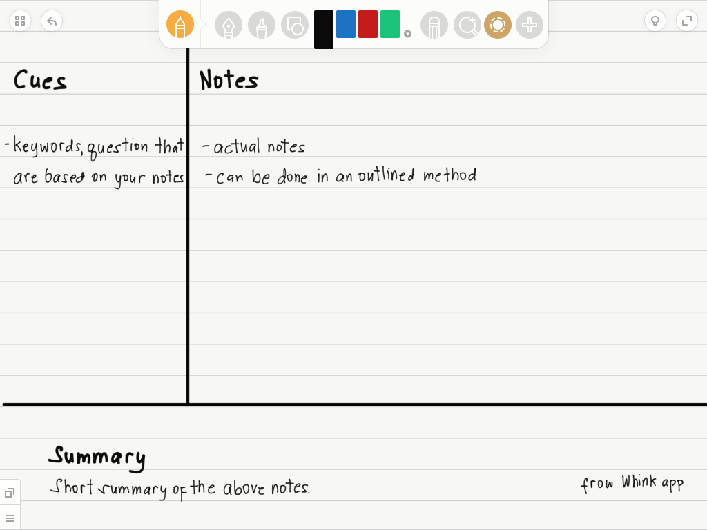 cornell note taking method_whink app